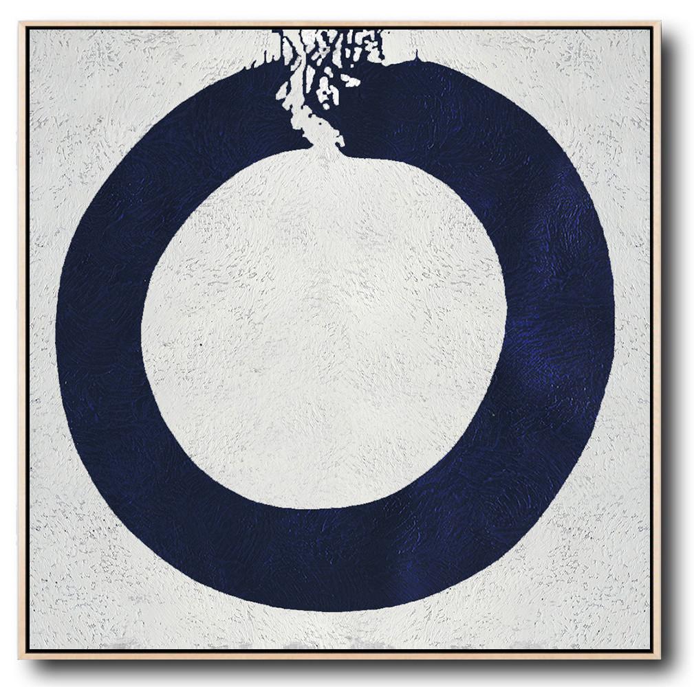 Minimalist Navy Blue And White Painting - Painting Art Abstract Large